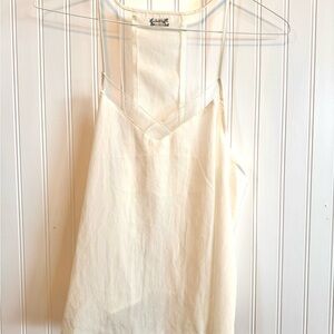 Free People Intimately White Camisole Top with Mesh Cutouts Size Large